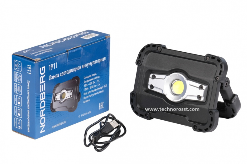 Лампа светодиодная, стационарная, аккумуляторная, 10 В NORDBERG 1911