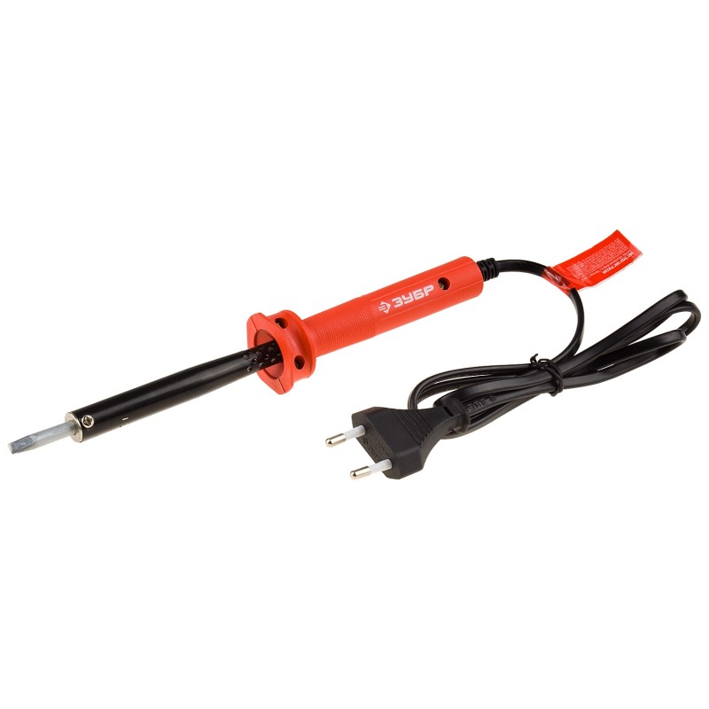 Электропаяльник ЗУБР "МАСТЕР" с пласт. рукояткой и долговечным жалом,форма клин,60Вт  55400-60