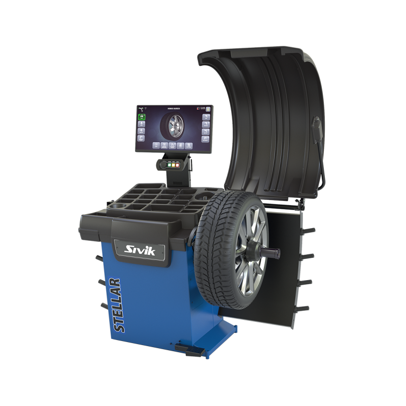 Балансировочный станок STELLAR с пневматическим валом SIVIK СБМП-60/3D Pro (УЗ, ЭМВ, ТЛУ) синий