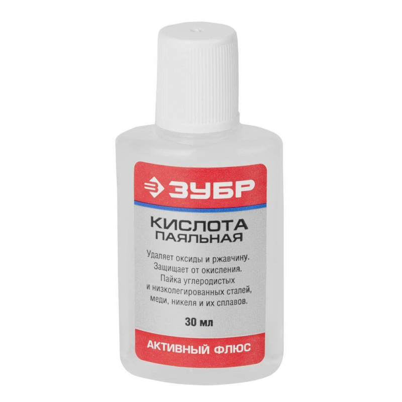 Флюс ЗУБР паяльная кислота, пласт, 30мл 55491-030