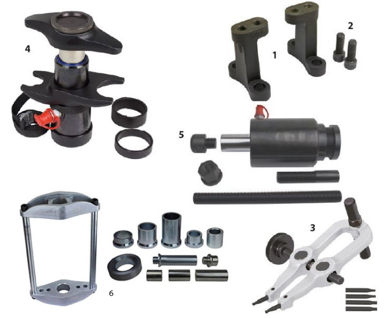 Комплект выпрессовщиков для сервиса груз. транспорта с ударным гидроцилиндром Wallmek 03-00021-021