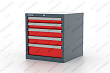 Тумба "Premium" с 5 ящиками 565х600х600h мм. (7016 Серый_антрацит_корпус, 3000 Красный_ящики/двери)